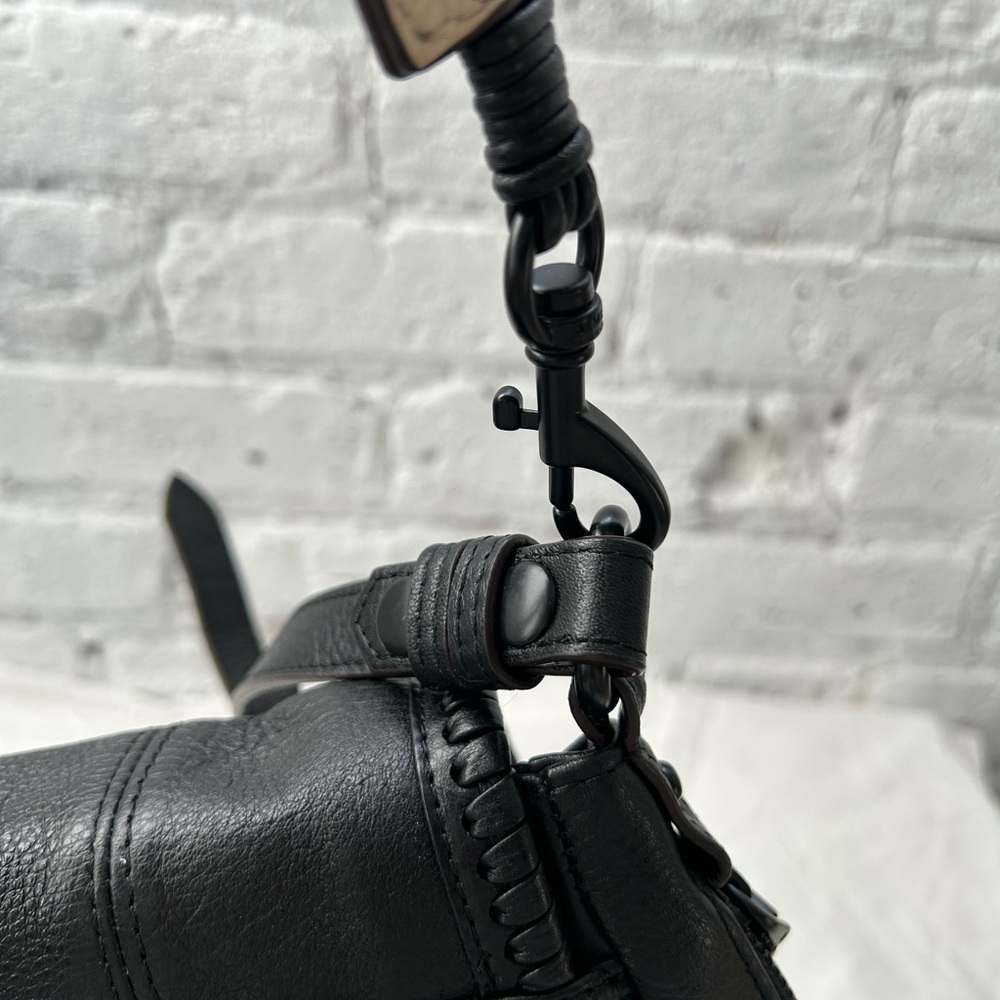 Aimee Kestenberg Black Leather Shoulder Bag with Blue Accent Strap - Picture 13 of 16